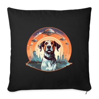 Dog with UFOs Dog Lovers Dogs - Sofa pillowcase 17,3'' x 17,3'' (45 x 45 cm) - black - Front