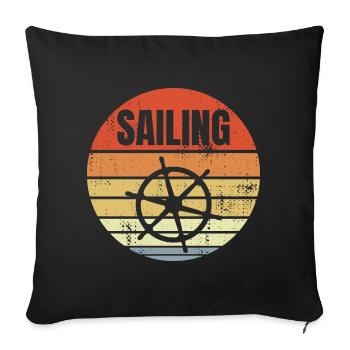 Steering wheel sailing ship - Sofa pillowcase 17,3'' x 17,3'' (45 x 45 cm) - black - Front
