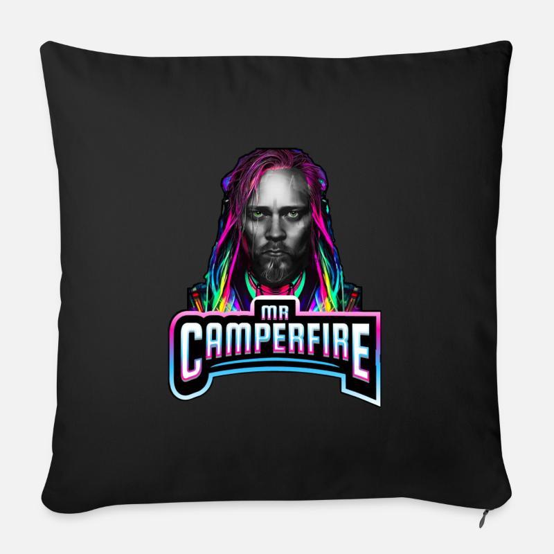 Visage de M. Camperfire - Housse de coussin décorative 45 x 45 cm - noir