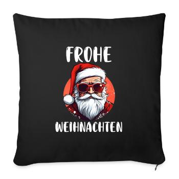 Lustig Weihnachtsmann Frohe Weihnachten - Sofakissenbezug 45 x 45 cm - Schwarz - Vorne