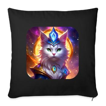 Mystische weiße Katze - Sofakissenbezug 45 x 45 cm - Schwarz - Vorne