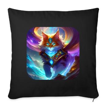 Chat magique mystique - Housse de coussin décorative 45 x 45 cm - noir - Devant