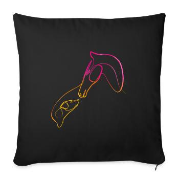 Amour cheval & chien singleline art - Housse de coussin décorative 45 x 45 cm - noir - Devant