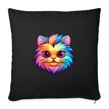 British Fold Shorthair Cat Coloré Cartoon Kawaii - Housse de coussin décorative 45 x 45 cm - noir - Devant
