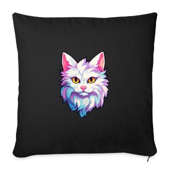 Turkish Angora Cat Breed Watercolor Cartoon Kawaii - Sofa pillowcase 17,3'' x 17,3'' (45 x 45 cm) - black - Front