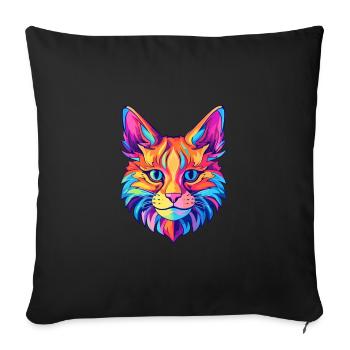 Somali Katze Rasse Aquarell Karikatur Kawaii Haustier - Sofakissenbezug 45 x 45 cm - Schwarz - Vorne