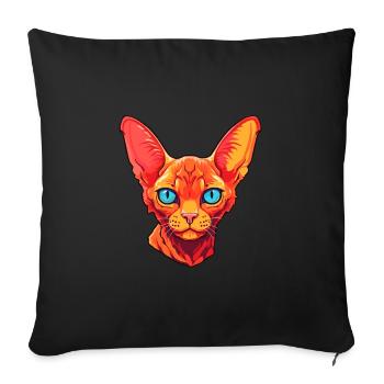 Rouge Devon Rex Cat Breed aquarelle Cartoon Kawaii - Housse de coussin décorative 45 x 45 cm - noir - Devant
