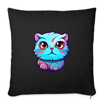 Scottish Fold Cat Breed aquarelle Cartoon Kawaii - Housse de coussin décorative 45 x 45 cm - noir - Devant