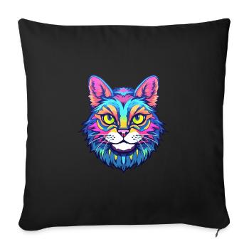 Highlander Katze Rasse Aquarell Karikatur Kawaii Haustier - Sofakissenbezug 45 x 45 cm - Schwarz - Vorne