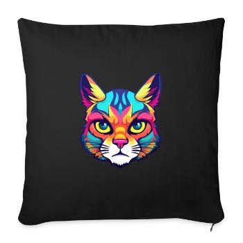 German Rex Cat Breed Watercolor Cartoon Kawaii Pet - Sofa pillowcase 17,3'' x 17,3'' (45 x 45 cm) - black - Front