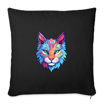 Eurasian Lynx Cat Breed Watercolor Cartoon Kawaii - Sofa pillowcase 17,3'' x 17,3'' (45 x 45 cm) - black - Front