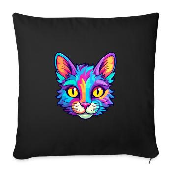Aegean Cat Breed Watercolor Cartoon Kawaii Pet - Sofa pillowcase 17,3'' x 17,3'' (45 x 45 cm) - black - Front