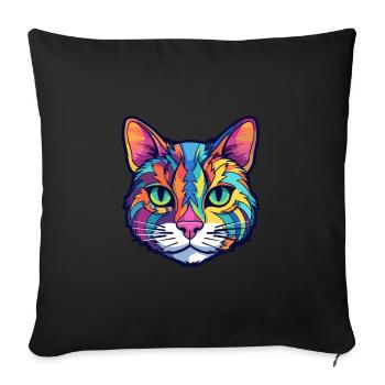 American Wirehair Cat Watercolor Cartoon Kawaii - Sofa pillowcase 17,3'' x 17,3'' (45 x 45 cm) - black - Front