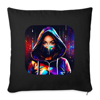 Fille Cyberpunk Cool - Housse de coussin décorative 45 x 45 cm - noir - Devant