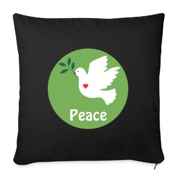 colombe de la paix et coeur - Housse de coussin décorative 45 x 45 cm - noir - Devant