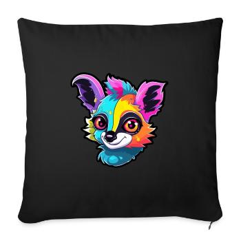 Lemur Colorful Watercolor Cartoon Kawaii Animal - Sofa pillowcase 17,3'' x 17,3'' (45 x 45 cm) - black - Front