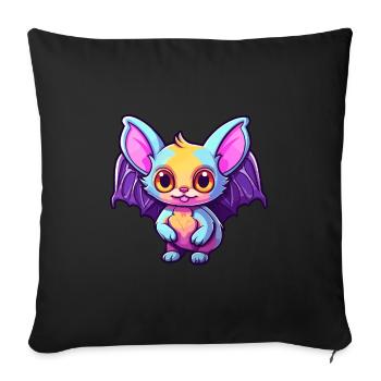 Bat Colorful Watercolor Cartoon Kawaii Animal - Sofa pillowcase 17,3'' x 17,3'' (45 x 45 cm) - black - Front