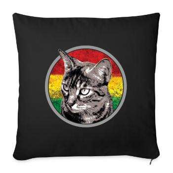 Cat face with reggae flag - Sofa pillowcase 17,3'' x 17,3'' (45 x 45 cm) - black - Front