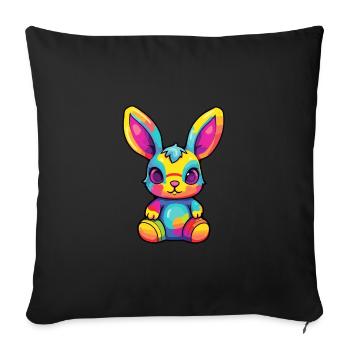 Hase buntes Aquarell Cartoon Kawaii Tier - Sofakissenbezug 45 x 45 cm - Schwarz - Vorne