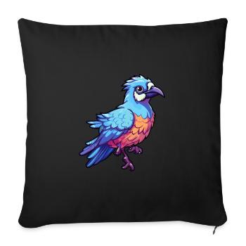 Blue Jay Colorful Watercolor Cartoon Kawaii Animal - Sofa pillowcase 17,3'' x 17,3'' (45 x 45 cm) - black - Front