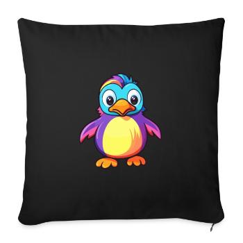 Penguin Colorful Watercolor Cartoon Kawaii Animal - Sofa pillowcase 17,3'' x 17,3'' (45 x 45 cm) - black - Front
