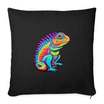 Iguana Colorful Watercolor Cartoon Kawaii Animal - Sofa pillowcase 17,3'' x 17,3'' (45 x 45 cm) - black - Front