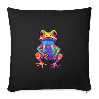 Grenouille Aquarelle Colorée Dessin Animé Kawaii Animal - Housse de coussin décorative 45 x 45 cm - noir - Devant