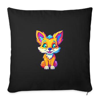 Coyote Colorful Watercolor Cartoon Kawaii Animal - Sofa pillowcase 17,3'' x 17,3'' (45 x 45 cm) - black - Front