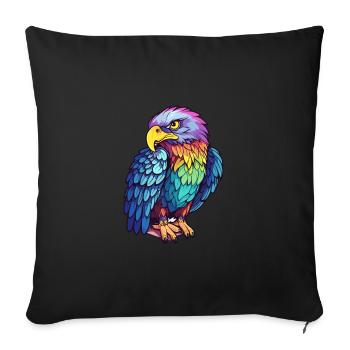 Eagle Colorful Watercolor Cartoon Kawaii Animal - Sofa pillowcase 17,3'' x 17,3'' (45 x 45 cm) - black - Front