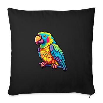 Parrot Colorful Watercolor Cartoon Kawaii Animal - Sofa pillowcase 17,3'' x 17,3'' (45 x 45 cm) - black - Front