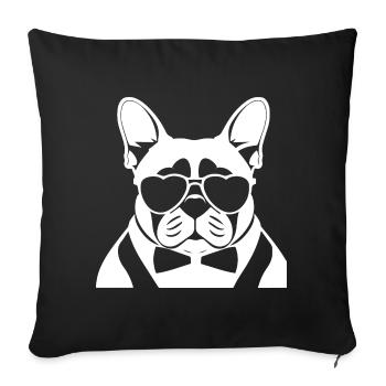 Funny French Bulldog with Sunglasses French Bulld - Sofa pillowcase 17,3'' x 17,3'' (45 x 45 cm) - black - Front