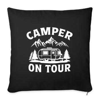 Camper on tour - Sofakissenbezug 45 x 45 cm - Schwarz - Vorne