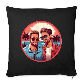 Idée de Saint-Valentin gay LGBT pour les gays - Housse de coussin décorative 45 x 45 cm - noir - Devant