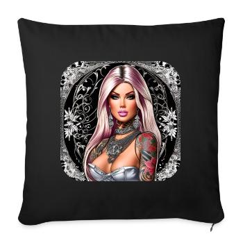 Cool gothic girl with tattoos - Sofa pillowcase 17,3'' x 17,3'' (45 x 45 cm) - black - Front