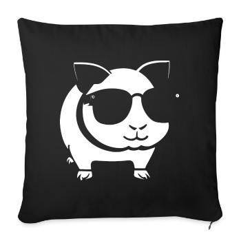 Funny Guinea Pig with Sunglasses Guinea Pigs - Sofa pillowcase 17,3'' x 17,3'' (45 x 45 cm) - black - Front