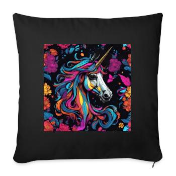 Fantasy Einhorn Pop Art - Sofakissenbezug 45 x 45 cm - Schwarz - Vorne