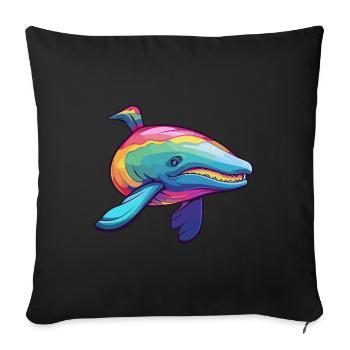 Whale Colorful Watercolor Cartoon Kawaii Animal - Sofa pillowcase 17,3'' x 17,3'' (45 x 45 cm) - black - Front