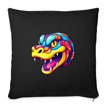 Snake Colorful Watercolor Cartoon Kawaii Animal - Sofa pillowcase 17,3'' x 17,3'' (45 x 45 cm) - black - Front