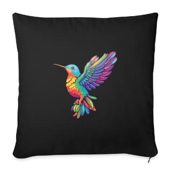 Colibri Aquarelle Colorée Dessin Animé Kawaii Ani - Housse de coussin décorative 45 x 45 cm - noir - Devant