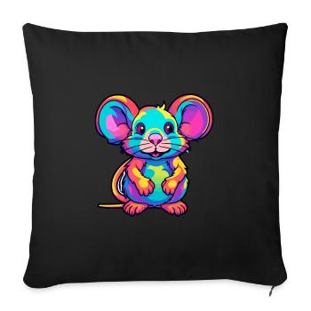 Rat Colorful Watercolor Cartoon Kawaii Animal - Sofa pillowcase 17,3'' x 17,3'' (45 x 45 cm) - black - Front