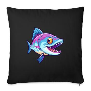 Barracuda Bunte Aquarell-Karikatur Kawaii Anima - Sofakissenbezug 45 x 45 cm - Schwarz - Vorne