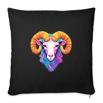 Ram Colorful Watercolor Cartoon Kawaii Animal - Sofa pillowcase 17,3'' x 17,3'' (45 x 45 cm) - black - Front