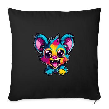 Aye Aye Bunte Aquarell-Karikatur Kawaii-Tier - Sofakissenbezug 45 x 45 cm - Schwarz - Vorne