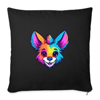 Aardwolf Aquarelle Colorée Dessin Animé Kawaii Animal - Housse de coussin décorative 45 x 45 cm - noir - Devant