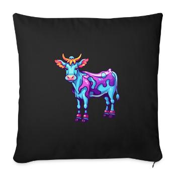 Cow Colorful Watercolor Cartoon Kawaii Animal - Sofa pillowcase 17,3'' x 17,3'' (45 x 45 cm) - black - Front