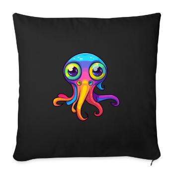 Squid Colorful Watercolor Cartoon Kawaii Animal - Sofa pillowcase 17,3'' x 17,3'' (45 x 45 cm) - black - Front