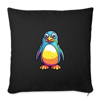 Penguin Colorful Watercolor Cartoon Kawaii Animal - Sofa pillowcase 17,3'' x 17,3'' (45 x 45 cm) - black - Front