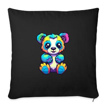 Panda Colorful Watercolor Cartoon Kawaii Animal - Sofa pillowcase 17,3'' x 17,3'' (45 x 45 cm) - black - Front