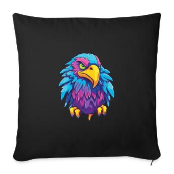 Eagle Colorful Watercolor Cartoon Kawaii Animal - Sofa pillowcase 17,3'' x 17,3'' (45 x 45 cm) - black - Front