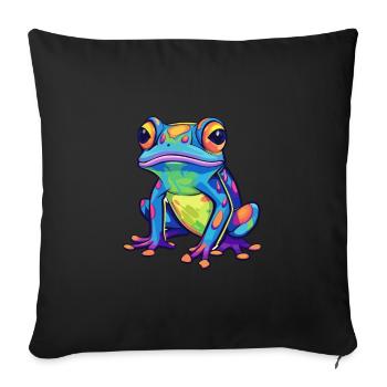 Grenouille Aquarelle Colorée Dessin Animé Kawaii Animal - Housse de coussin décorative 45 x 45 cm - noir - Devant